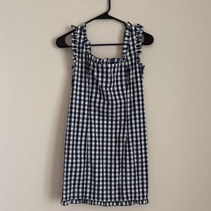 J. Crew Navy and White Gingham Mini Dress